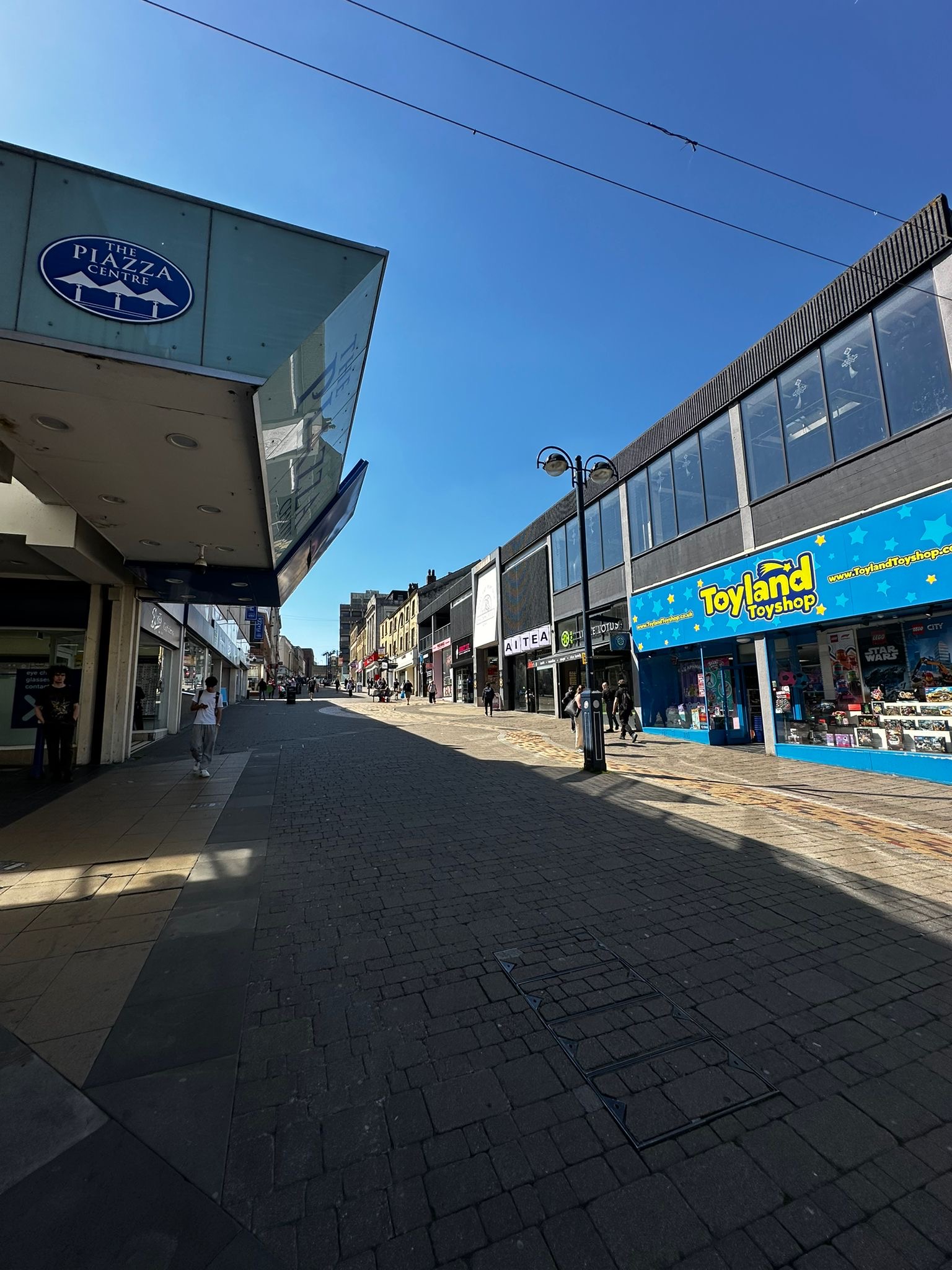 building and shops