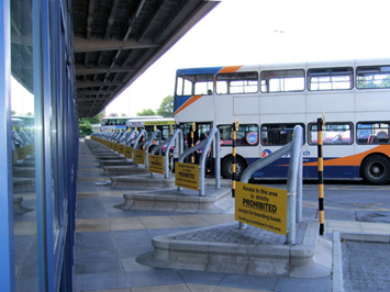 Bus in Huddersfield station
