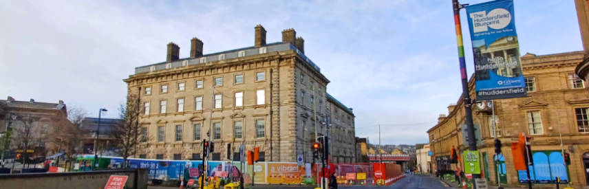 a shot of the George Hotel in Huddersfield
